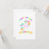 Süsse erster Klasse Einhorn zurück zur Schule Mädc Karte (Vorderseite/Rückseite Beispiel)