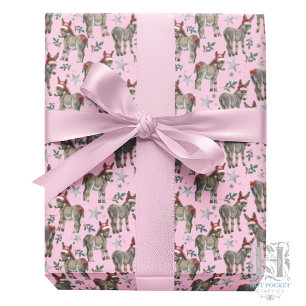 Süße Esel Weihnachtspapier in Rosa Geschenkpapier
