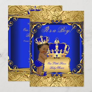 Süße ethnische Babyparty Junge königlich royalblau Einladung