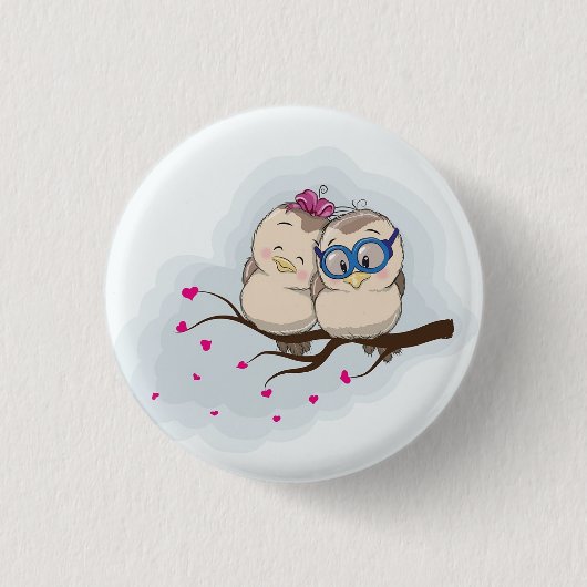 Süße Eule als Geschenk für Jungen Mädchen Button (Vorderseite)