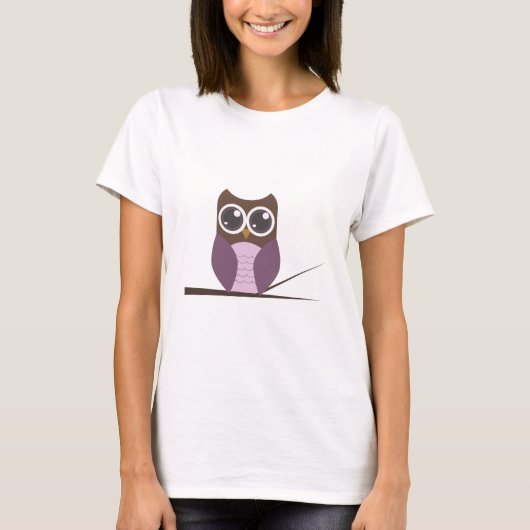 Süße Eule auf Niederlassung T-Shirt (Vorderseite)