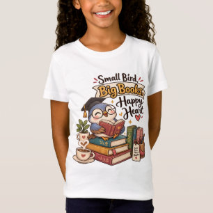 Süße Eule beim Bücherlesen Illustration T-Shirt