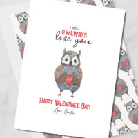 Süße Eule liebt dich am Valentinstag