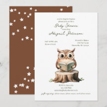 Süße Eule liest ein Buch Baby Shower