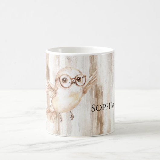 Süße Eule mit Brille Kaffeetasse (Mittel)