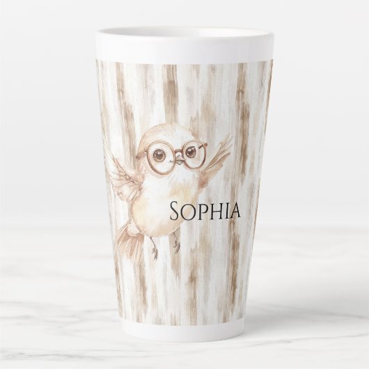 Süße Eule mit Brille Milchtasse (Vorderseite)
