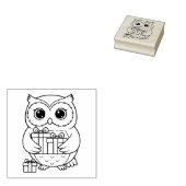 Süße Eule mit Geschenken Holzstempel Gummistempel (Stempel)