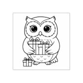 Süße Eule mit Geschenken Holzstempel Gummistempel (Prägung)