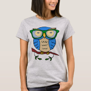 Süße Eule mit grüner Brille T-Shirt