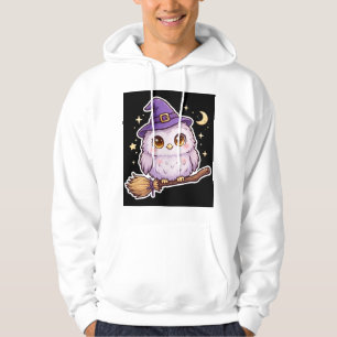 Süße Eule mit Hexenhut Halloween Hoodie