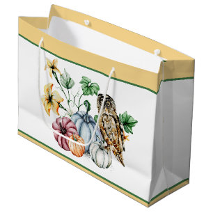 Süße Eule und Herbstkürbisse Große Geschenktüte