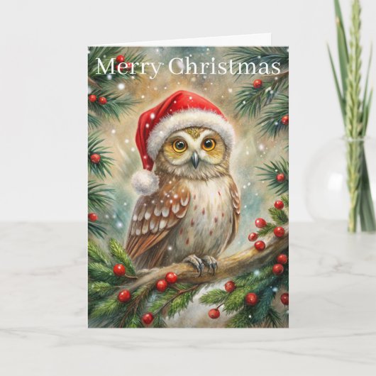 Süße Eule zu Weihnachten (Vorderseite)