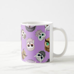 Süße Eulen auf lila Hintergrund Kaffeetasse