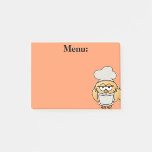 Süße Eulen-Chef-Menü Orange Post It Notiz