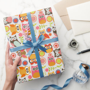 Süße Eulen-Geburtstagseinladung Hoot Hurra Geburts Geschenkpapier