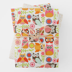 Süße Eulen-Geburtstagseinladung Hoot Hurra Geburts Geschenkpapier Set