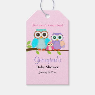 Süße Eulen-Mädchen-Baby-Party-Geschenkanhänger Geschenkanhänger