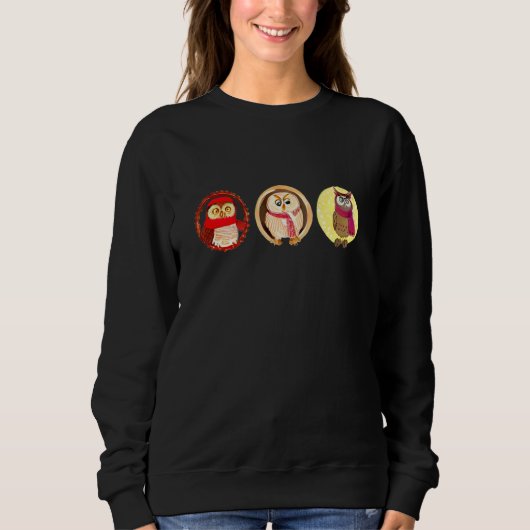 Süße Eulen mit Schals Eule Sweatshirt (Vorderseite)