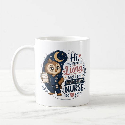 Süße Eulen-Nachtschwester RN-Illustration Kaffeetasse (Links)