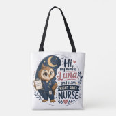 Süße Eulen-Nachtschwester RN-Illustration Tasche (Rückseite)