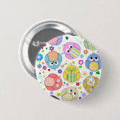 Süße Eulen und Blumenmuster Button (Vorne & Hinten)