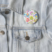 Süße Eulen und Blumenmuster Button (Beispiel)