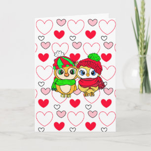 Süße Eulen Valentinstag Ich liebe dich Karte
