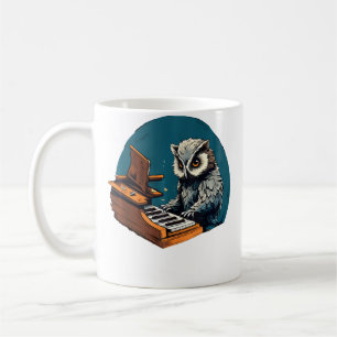 Süße Eulen-Vogel spielt Klavier Eulen-Musiker Musi Kaffeetasse