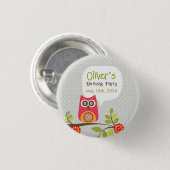 Süße Eulen-Wald-Geburtstags-Einladung Button (Vorne & Hinten)