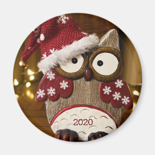 Süße Eulen-Weihnachts-Holzschnitzerei Magnet