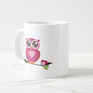 Süße Eulenliebe-Herzen feine Vektor-Kunst Jumbo-Tasse