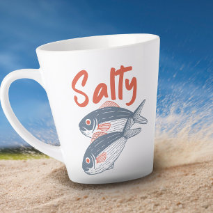 Süße europäische Sommer salzige Sardinen Risograph Milchtasse