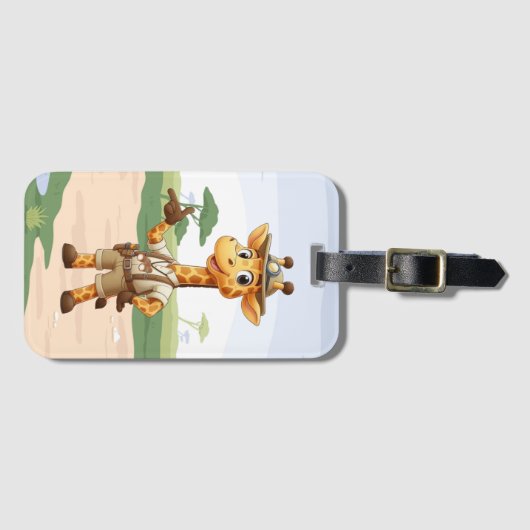 Süße Explorer-Giraffe auf Safari Gepäckanhänger (Vorderseite (Horizontal))