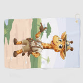 Süße Explorer-Giraffe auf Safari Golfhandtuch (Horizontal)