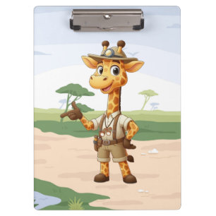 Süße Explorer-Giraffe auf Safari Klemmbrett