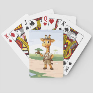 Süße Explorer-Giraffe auf Safari Spielkarten