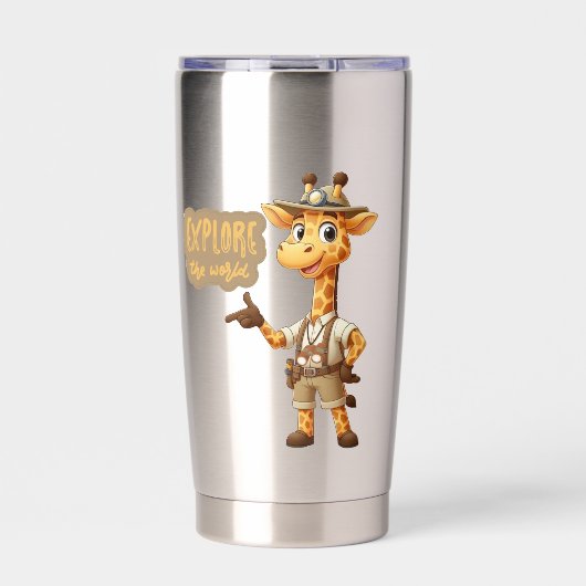 Süße Explorer-Giraffe auf Safari Thermobecher (Vorderseite)