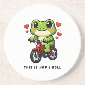 Süße Fahrrad fahrender Frosch | Kawaii Frosch Fahr Getränkeuntersetzer