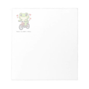 Süße Fahrrad fahrender Frosch Kawaii Frosch Fahr Notizblock