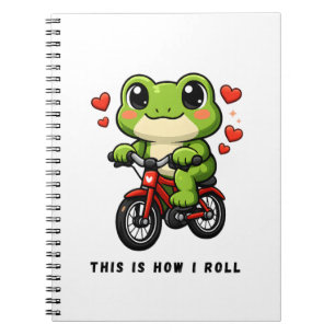 Süße Fahrrad fahrender Frosch   Kawaii Frosch Fahr Notizblock