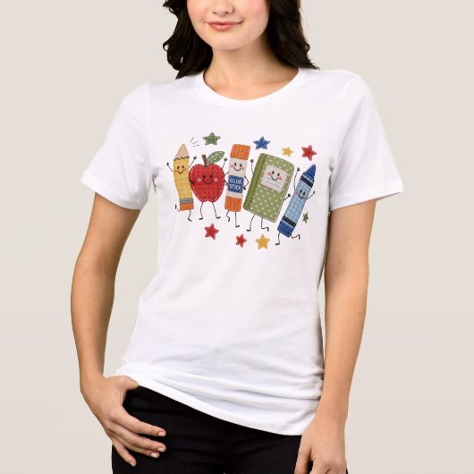Süße falsche Patch-Rückkehr-zur-Schule-Geschenke f Tri-Blend Shirt (Vorderseite)