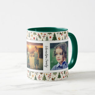 Süße Familienfoto-Collage Frohe Weihnachten Tasse