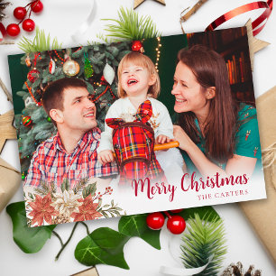 Süße Familienfoto Frohe Weihnachten Floral