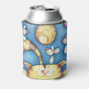 Süße fantastische Katzen- und Mausmondkunst Dosenkühler