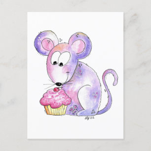 Süße fantastische Maus mit einem Cupcake Postkarte
