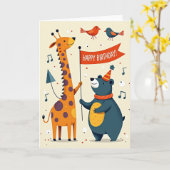 Süße fantastische Tiere Karte (Gelbe Blume)