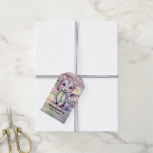 Süße Fantasy-Drache-Baby-Party Dankeschön Geschenkanhänger