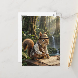Süße Fantasy-Eichhörnchen-Entdeckerin Postkarte