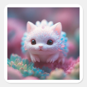 Süße Fantasy-Kreatur Kawaii Magisches Haustier Quadratischer Aufkleber