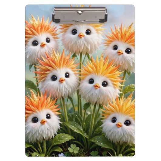 Süße Fantasy-Küken-Blumen-Garten Klemmbrett (Vorderseite)